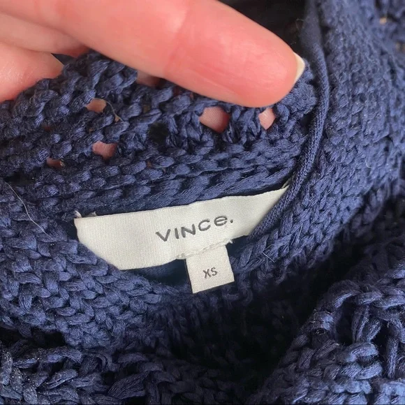 VINCE NAVY COTTON CROCHET SWEATER & TANK SET XXS/XS - Picture 8 of 15
